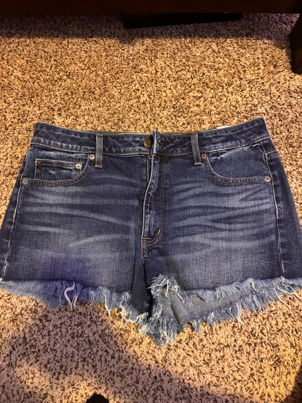 American Eagle Frayed Hem Dark Blue Denim Women’s Shorts